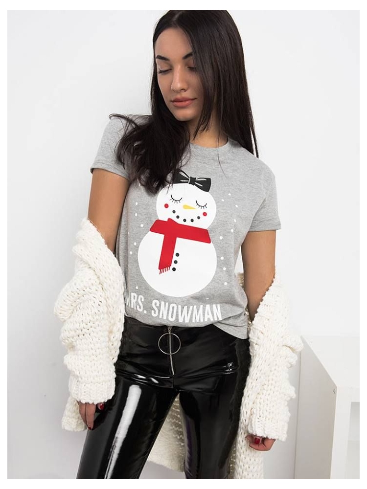 MRS. SNOWMAN GREY T-SHIRT