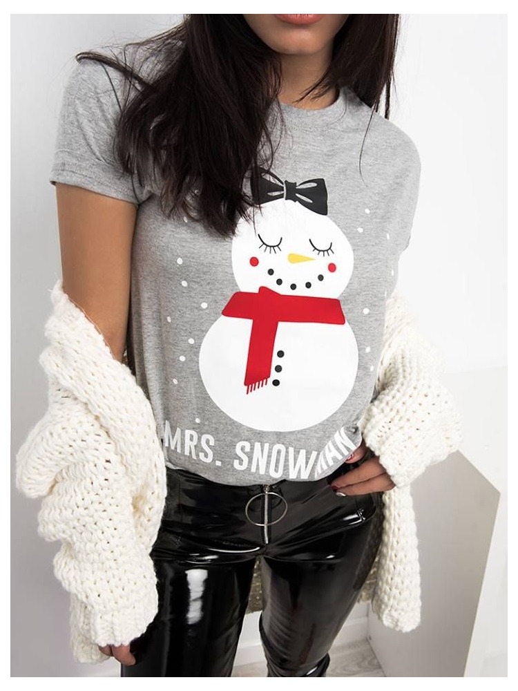 MRS. SNOWMAN GREY T-SHIRT