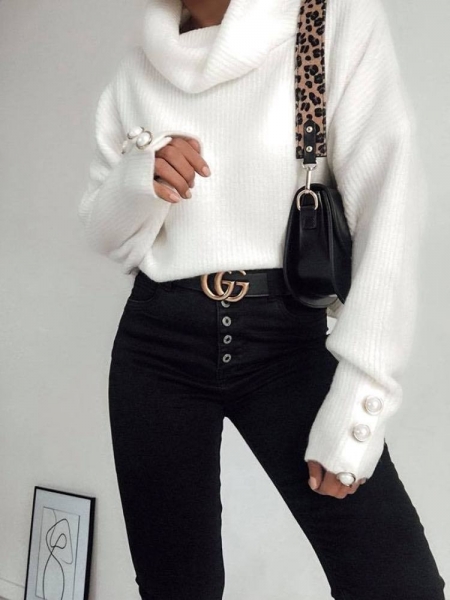 MERINA WHITE KNITTED BLOUSE