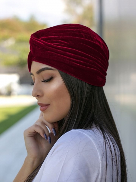 WINE VELVET TURBAN