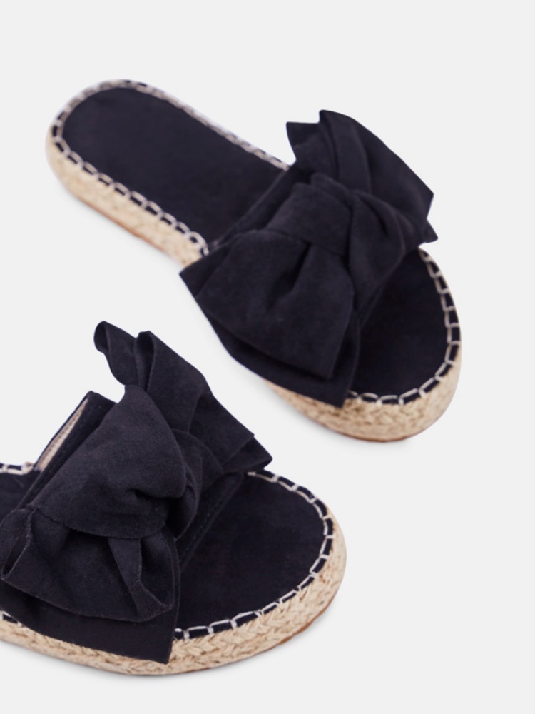 black bow slippers