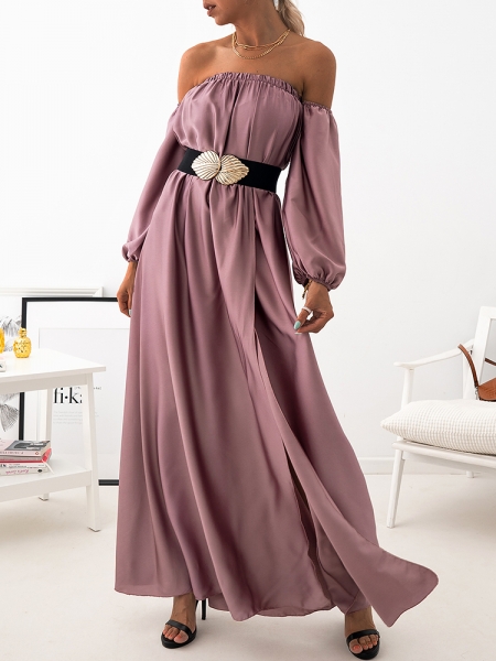 pink maxi satin dress