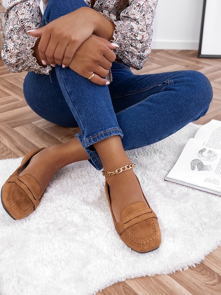 camel suede loafers