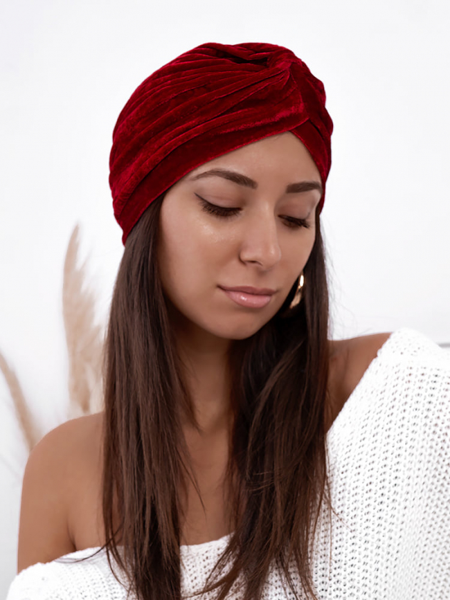 WINE VELVET TURBAN