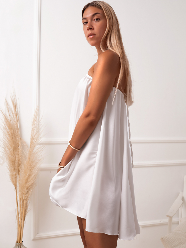 BRYCE WHITE SATIN DRESS