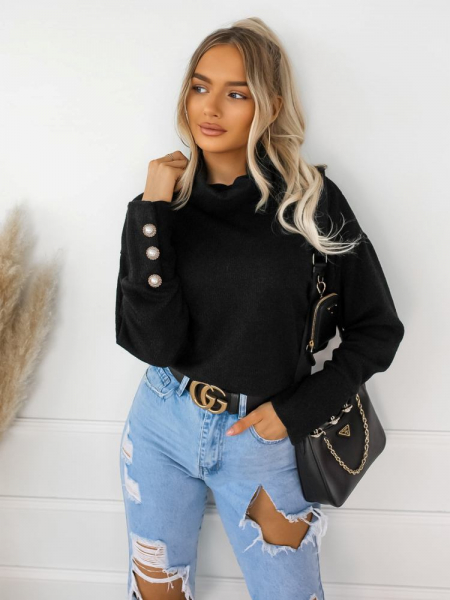 MERINA BLACK KNITTED BLOUSE