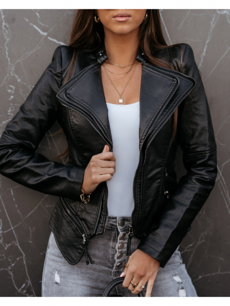 ELSA BLACK LEATHERETTE JACKET