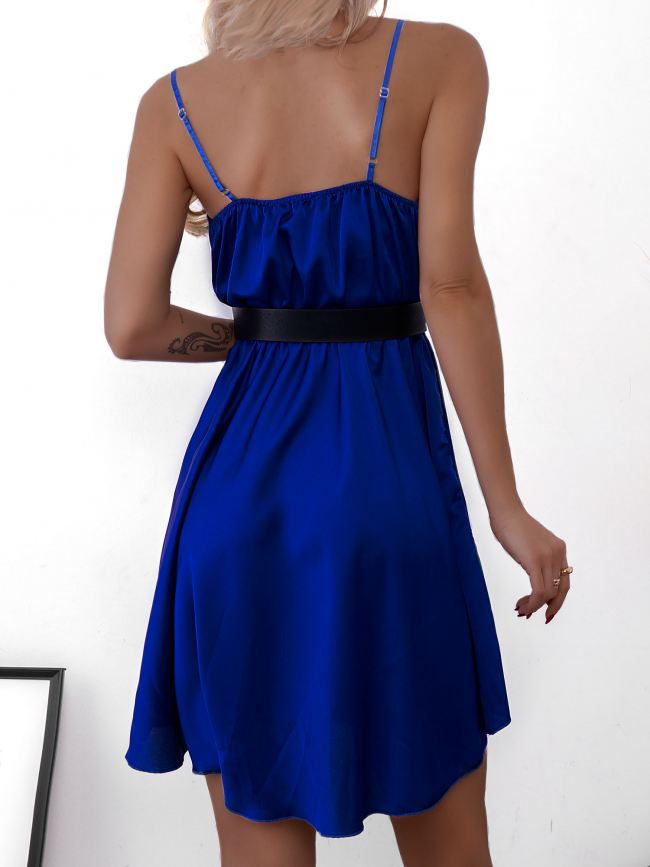 DORETA BLUE SATIN MINI DRESS