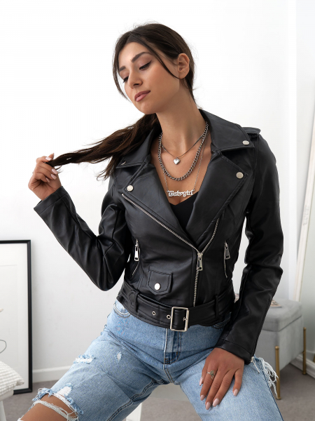 KANI BLACK LEATHERETTE JACKET