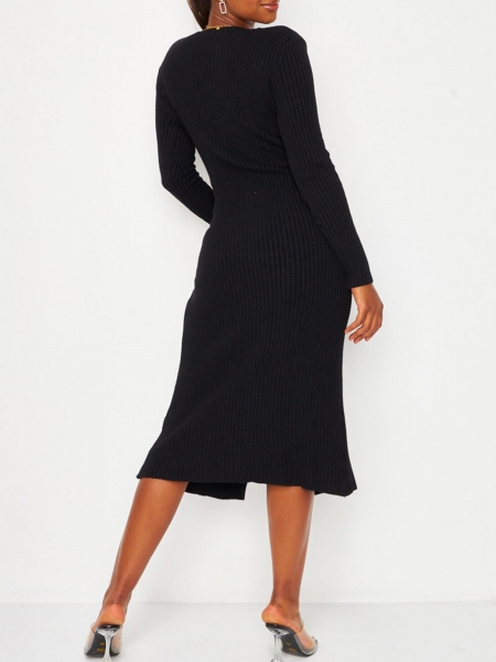 DELILAH BLACK KNITTED MAXI DRESS