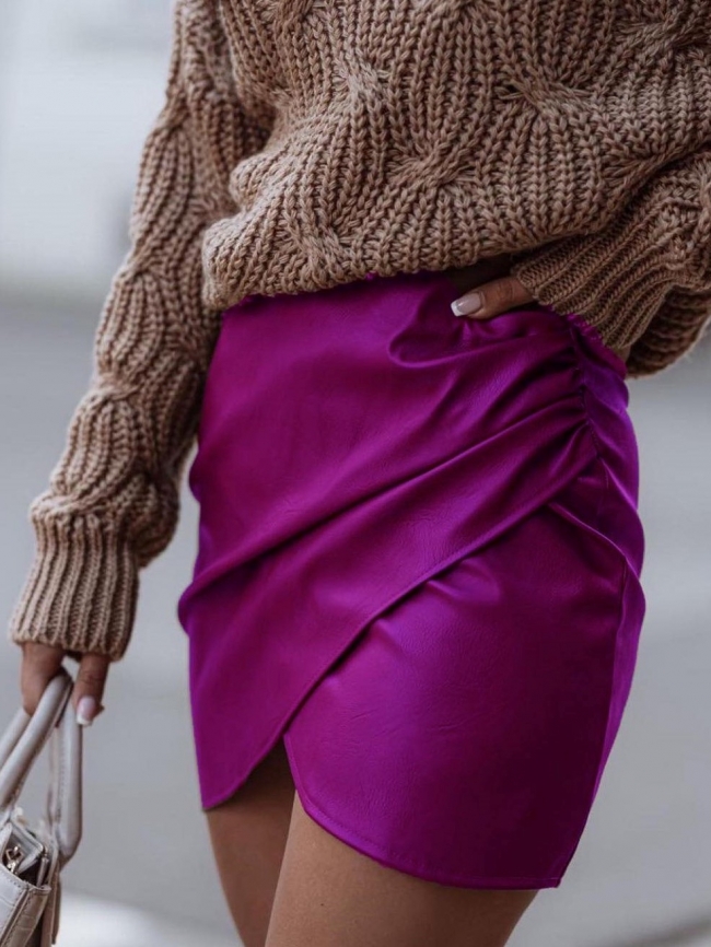 NOVA MAGENTA LEATHER SKIRT