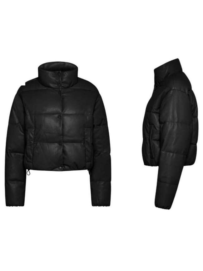 BLACK LEATHER PUFFER JACKET...