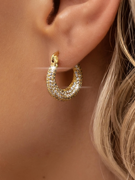 JESIE GOLD STRASS HOOP EARRINGS