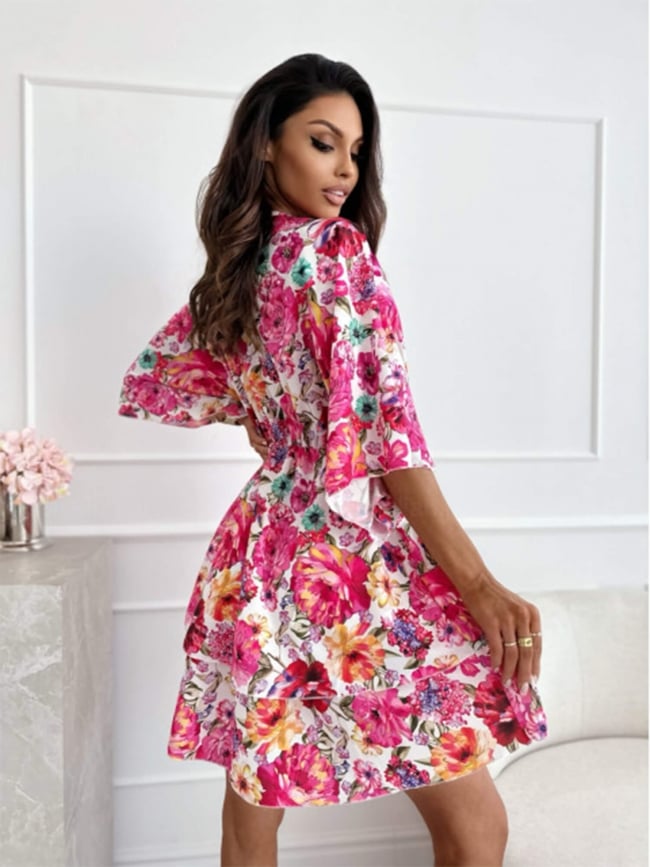 TERRY WHITE FLORAL DRESS