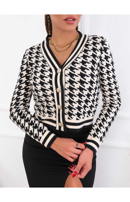 VASILLA KNITTED CARDIGAN PIE DE POULE