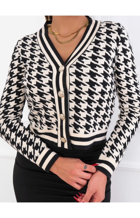 VASILLA KNITTED CARDIGAN PIE DE POULE