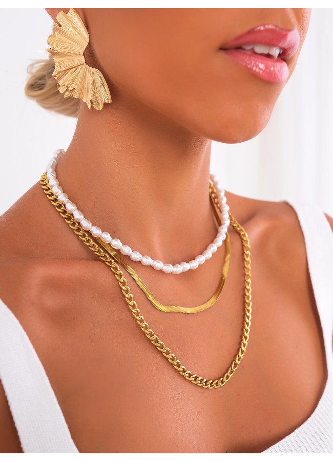 FILOMENA GOLD TRIPLE NECKLACE