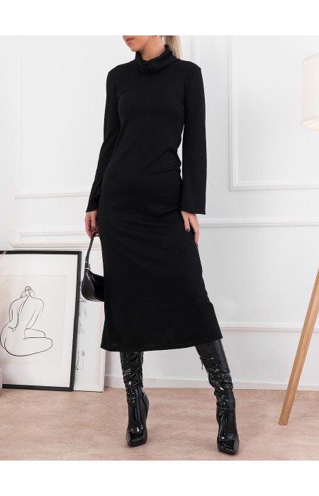 ALFONSO BLACK TURTLENECK MIDI DRESS