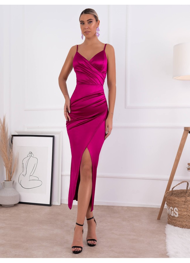 FUCHSIA SATIN DRESS - NUMA