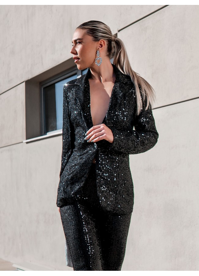 KYLIAN BLACK SEQUIN BLAZER