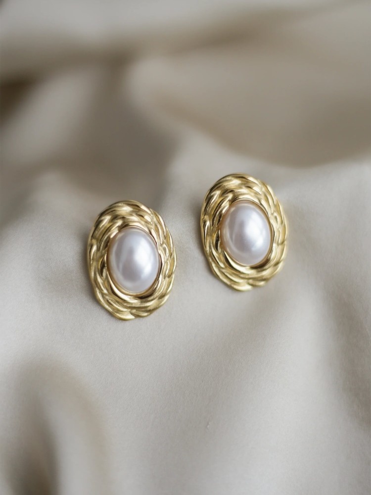 GOLD EARRINGS WITH PEARL - GOPEARL