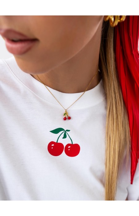 TSHIRT WHITE WITH CHERRY - SERENE