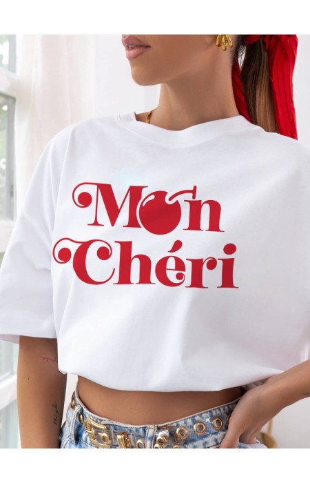 WHITE T-SHIRT WITH CHERRY - MON SERI