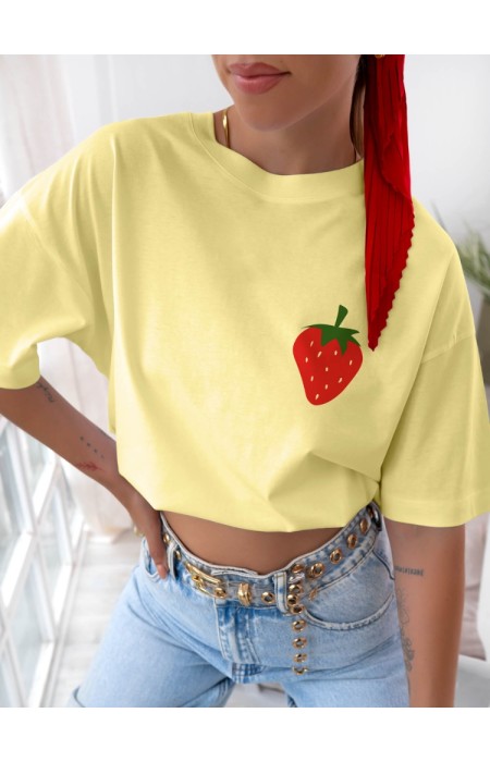 TSHIRT YELLOW WITH STRAWBERRY - STRAWBERRY KISS