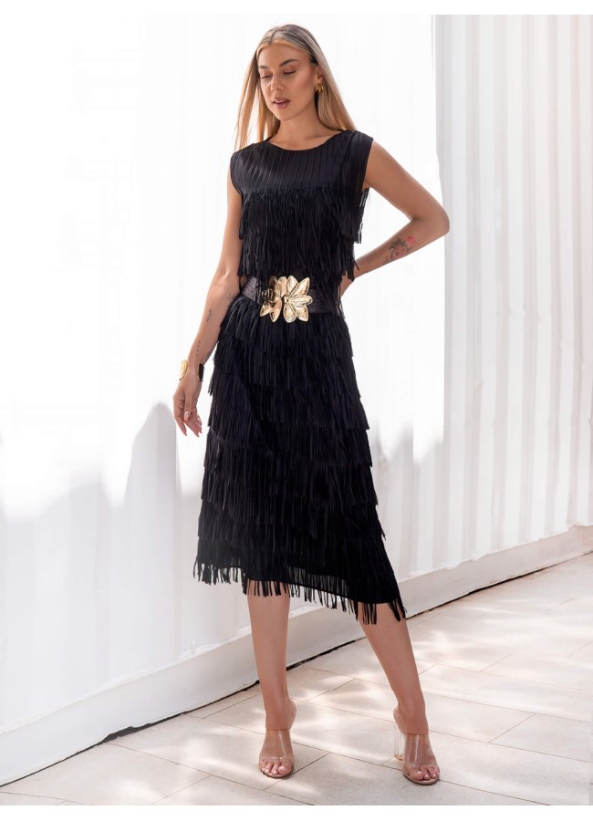 BLACK DRESS WITH CROCHE -...
