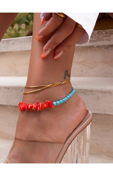 LEG BRACELET - RED CORAL