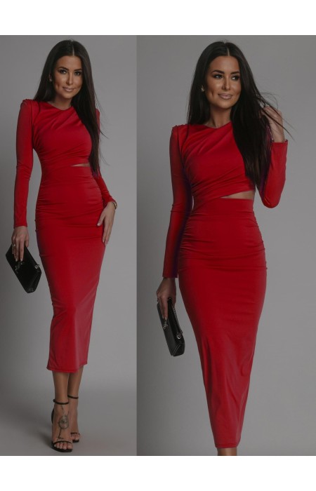 LONG SLEEVE MIDI DRESS - FUEGO