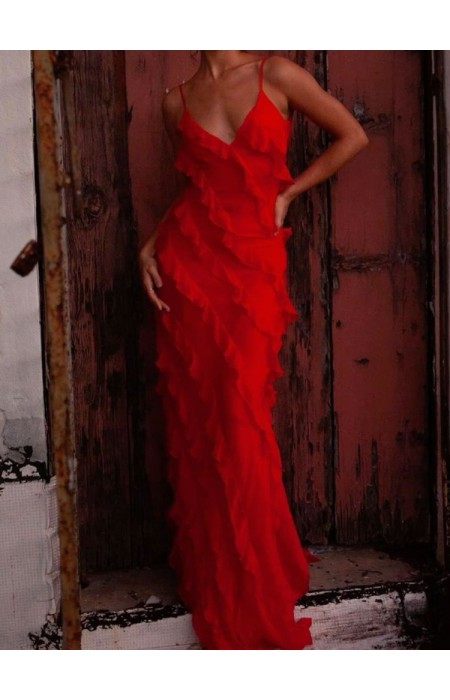 RED MAXI DRESS - ROXANA