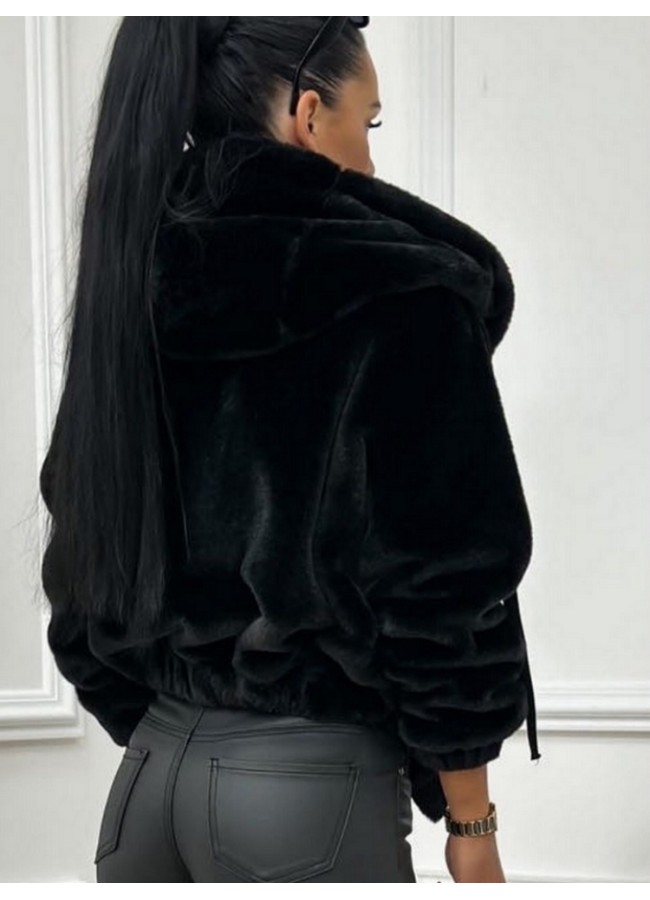 BLACK JACKET WITH FUR - ISLAND