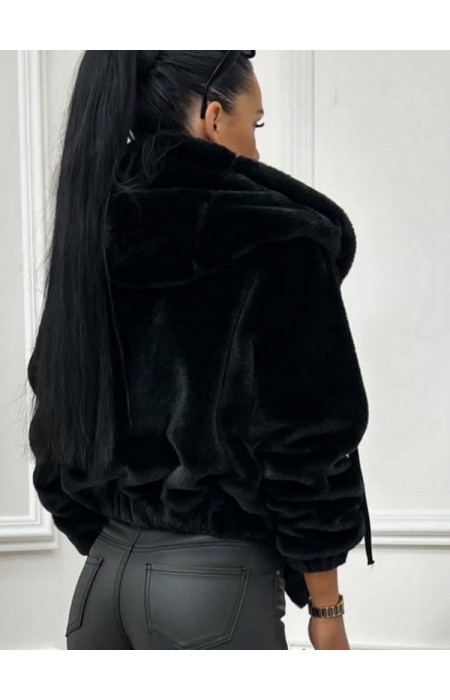 BLACK JACKET WITH FUR - ISLAND