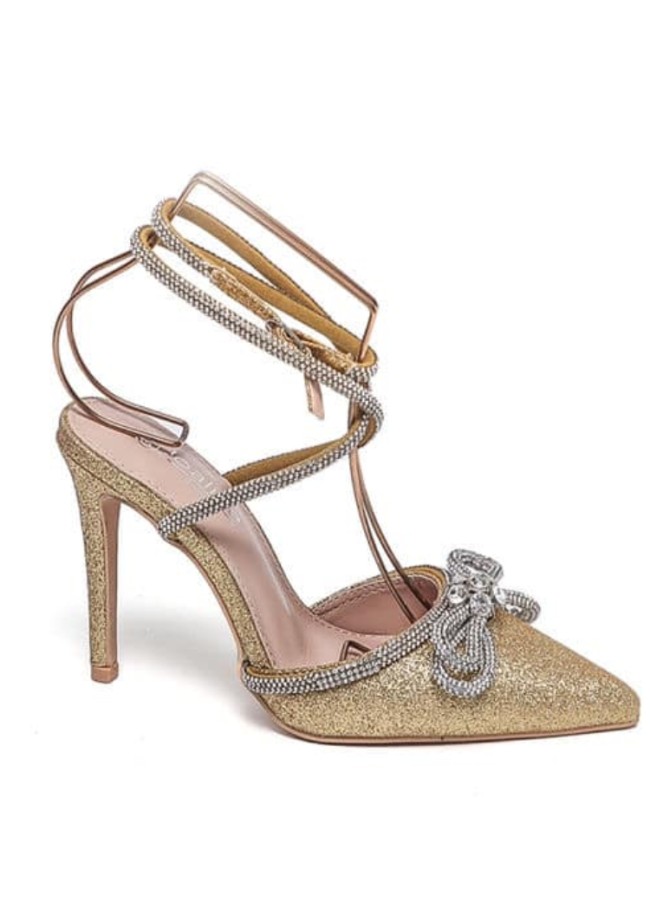 ANNIE CRYSTAL GOLD SANDALS