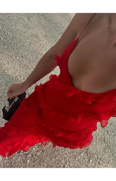 RED MAXI DRESS - ROXANA