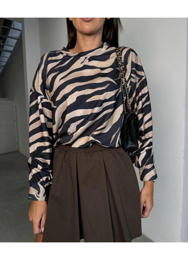 BEIGE ZEBRA BLOUSE - ALEX