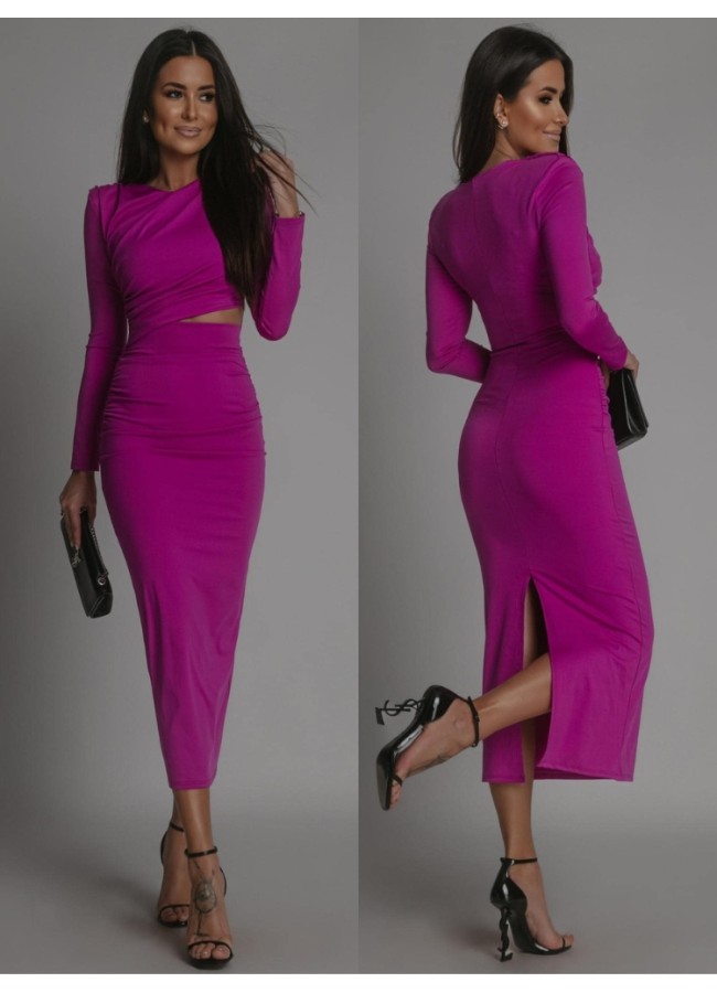 LONG SLEEVE MIDI DRESS - FUEGO