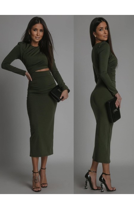 LONG SLEEVE MIDI DRESS - FUEGO