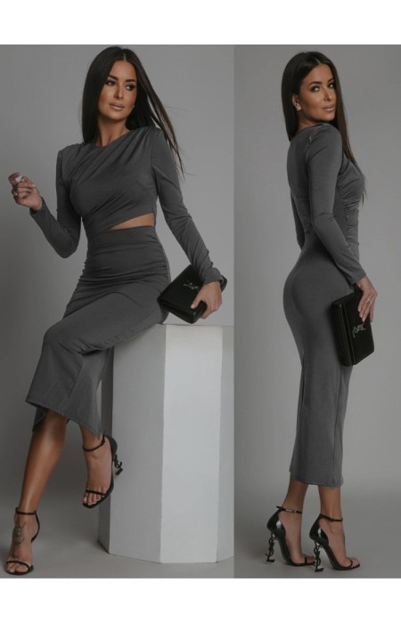 LONG SLEEVE MIDI DRESS - FUEGO