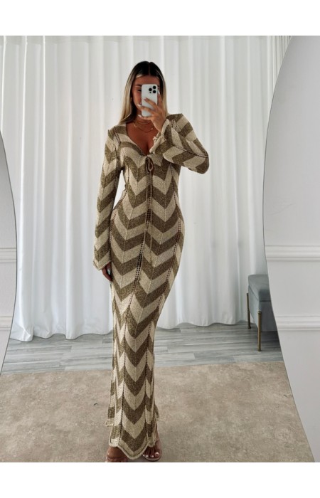 LONG LUREX GOLD WITH BROWN DRESS - ADUANETA