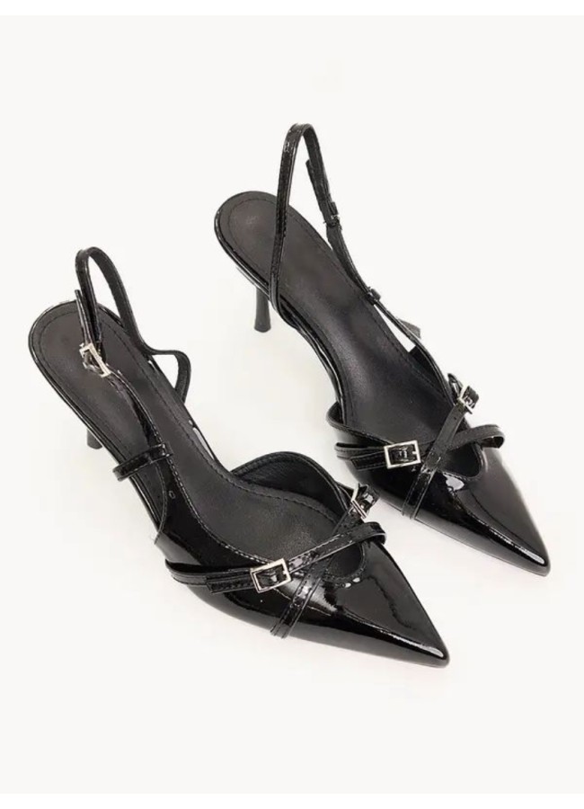 BLACK LOUSTRIN HEELS - NTALIA