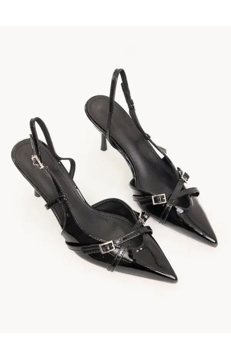 BLACK LOUSTRIN HEELS - NTALIA