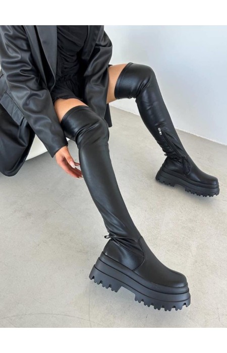 BLACK OVER THE KNEE BOOTS - ADRIANA