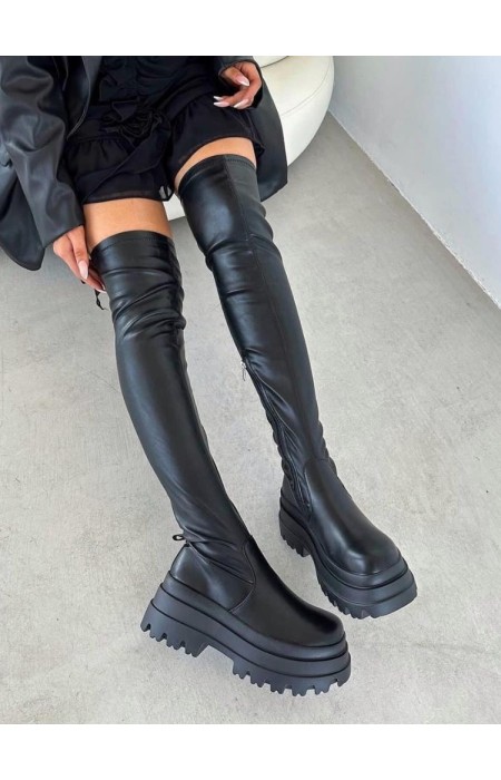 BLACK OVER THE KNEE BOOTS - ADRIANA