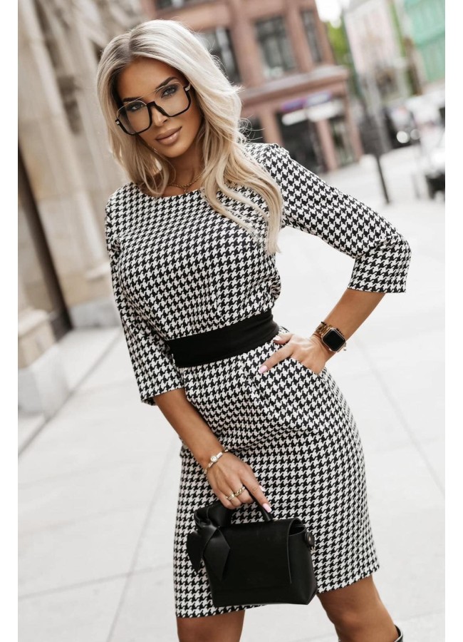 CHECKED DRESS WITH BELT -...