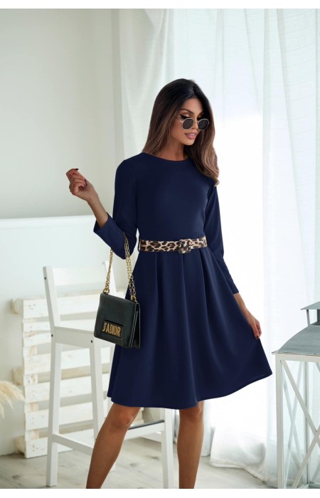 MIDI DRESS WITH LEOPARD BELT- SOUAREZ