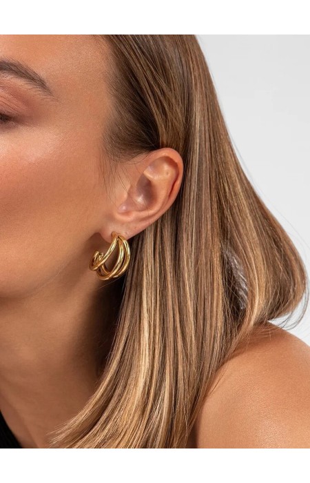 TRIPLE GOLD HOOP EARRINGS