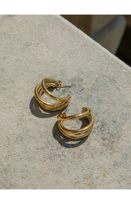 TRIPLE GOLD HOOP EARRINGS