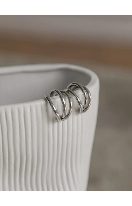 TRIPLE SILVER HOOP EARRINGS